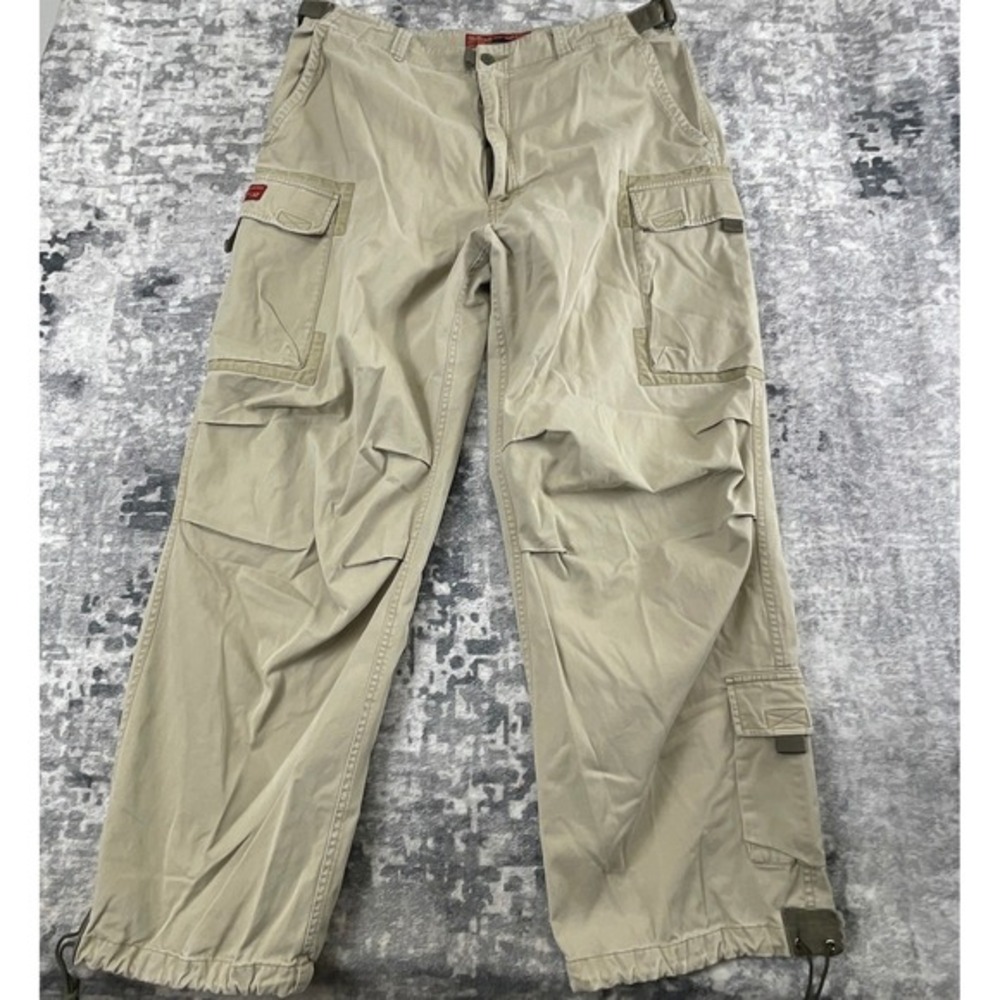 Vtg Abercrombie & Fitch XL 40x30 Cargo Pants Y2K Baggy Khaki‎ Tan Paratrooper